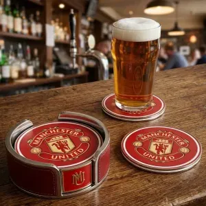 MANCHESTER UNITED COASTERS AND HOLDER