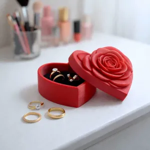 Rose Heart Gift Box | Romantic Blooming Flower Jewelry Box