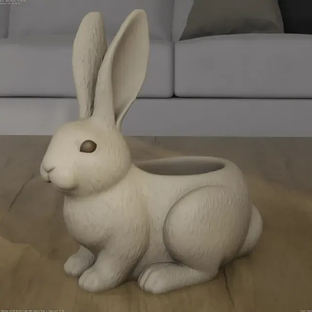Cute Rabbit Planter Container 3D Print STL Model — Image 2 of 9