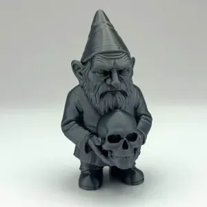 Creepy Garden Gnome with Skull