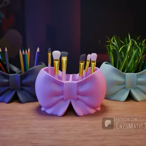 bow, Makeup brush organizer, pencil holder, flower pot