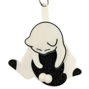 Cat Key Chain Nut Fidget Spinner-Cat Black & White