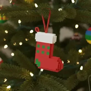 Pixel Christmas tree toy gift sock