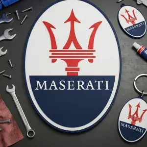 Maserati Logo Keychain – 3 Color / Single Color Option