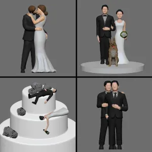 Wedding cake topper 4 in 1 V2