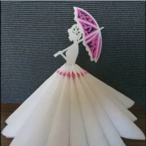 lady with umbrella napkin holder