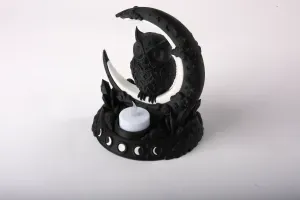 Crescent Owl LED Candle Holder in Mystical Moon Design