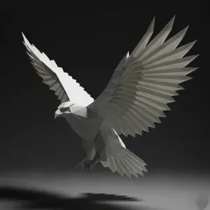 Low Poly Eagle in Flight – Geometric Bird Sculpture