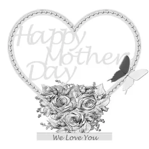 Happy Mothers Day Gift with Heart and Flowers