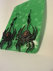 Black Widow Earrings - Knit Textured Halloween Design
