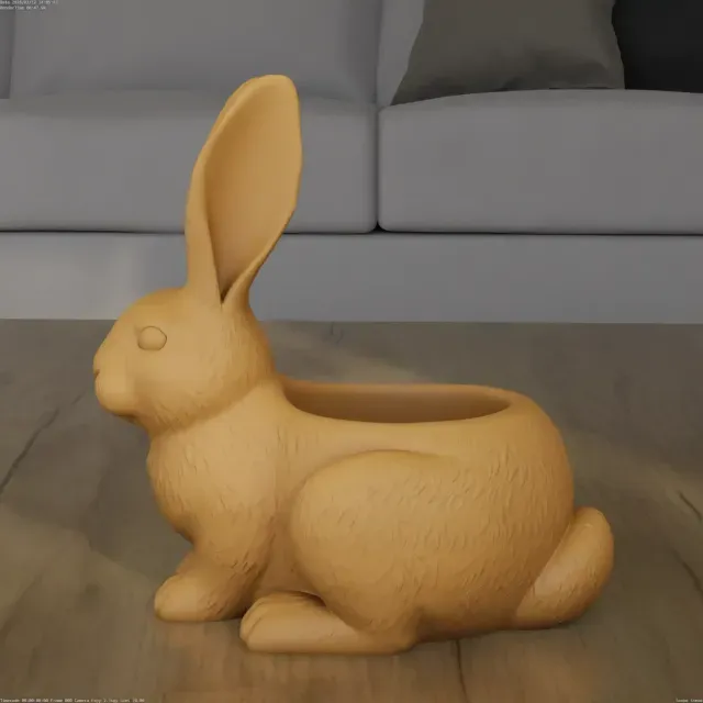 Cute Rabbit Planter Container 3D Print STL Model — Image 8 of 9