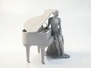 Piano Lady Figurine Female Figure 3D Printable