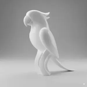 Minimalist sculpture of a parrot