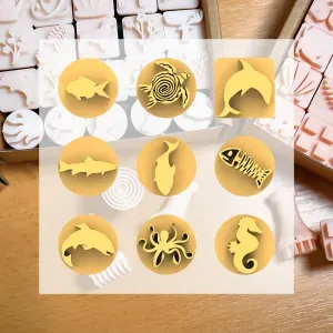 Ceramic Clay Stamp Set – Sea Animals (9 Mini Stamps, 20 mm)