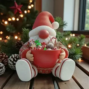 Festive Gnome with Bowl of Sweets - Christmas decoration