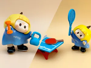 Yoyo-chan Loves Sports (Table Tennis Racket, Table Tennis Table, Tennis Racket, Kettlebell, Dumbbells)
