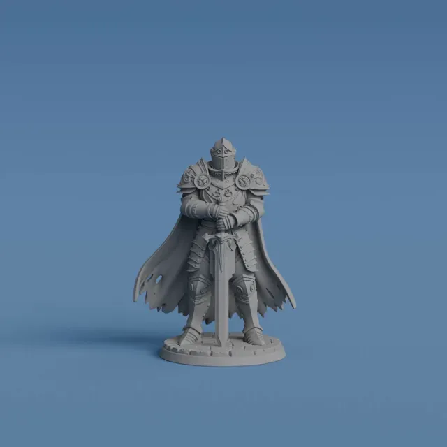 Paladin Knight Miniature - Medieval Warrior in Plate Armor