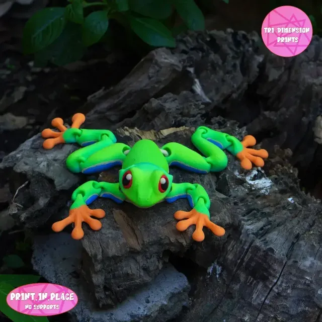 Print In Place Cute Flexi Red-Eyed Tree Frog — Фото 8 из 9
