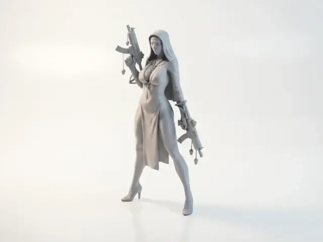 Warrior Nun Figurine Female Character 3D Printable — Фото 3 из 4