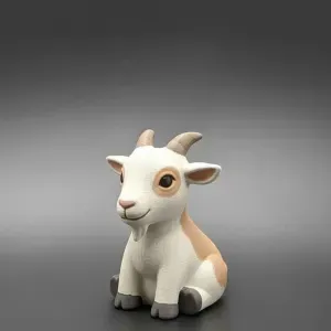 Cute Baby Goat Figurine – Sitting Farm Animal 3D Printable