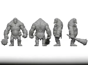 Fierce Ogre Warrior / Troll Barbarian - 3D Printable Miniatu