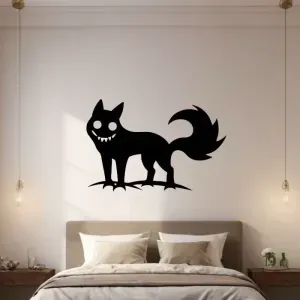 Creepy Cat Wall Art Tim Burton Inspired Cat Silhouette