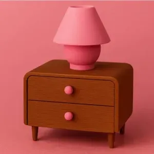 Dollhouse mini nightstand with lamp