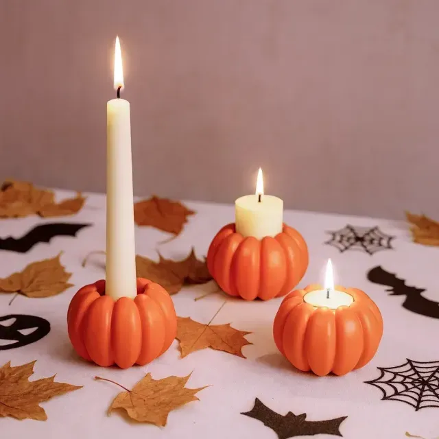 Pumpkin Tealight and Candlestick Holder Halloween Decor — Image 5 of 6