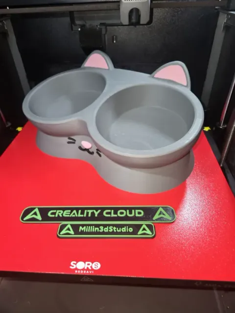 Cute Double Bowl Kitty Cat Feeder — Фото 2 из 6