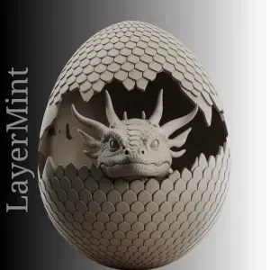 Baby Dragon in Egg – Fantasy STL Model for 3D Printing