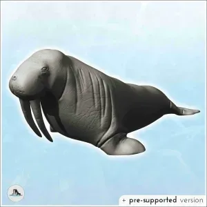 Walrus with tusks (17) - miniatures animal RPG tabletop scen