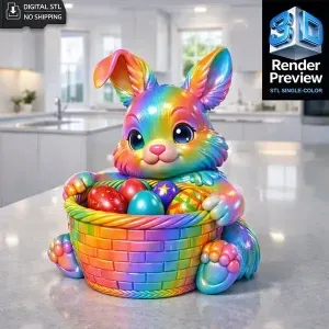 Bunny STL – 3D Printable Cute Rabbit with Basket