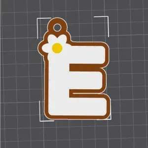E Capital Letter Flower Keychain