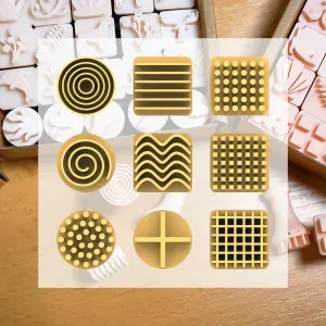 Ceramic Clay Stamp Set – Geometric Patterns (9 Stamps)