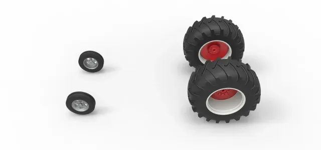 Wheel Set of Vintage Small Block Pulling Tractor Scale 1:25 — Image 7 of 9