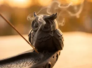Sleepy Owl Moon Crescent Tray for INCENSE BURNER