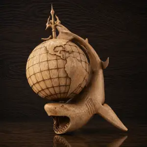 Shark on Globe statuette