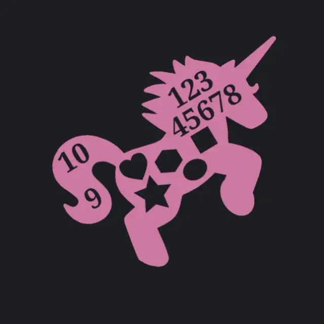 Unicorn Stencil of Numbers and Shapes