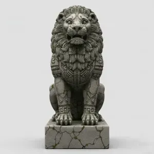 Temple Lion Guardian – Ancient Ruins Sentinel Diorama