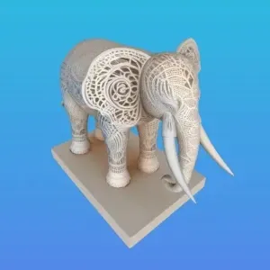 3406 Color 3D Model of a Totem-Style Elephant animal STL