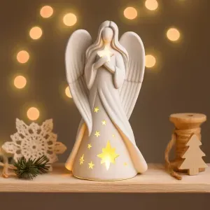Angel Candle Holder | Christmas Guardian Angel Figurine
