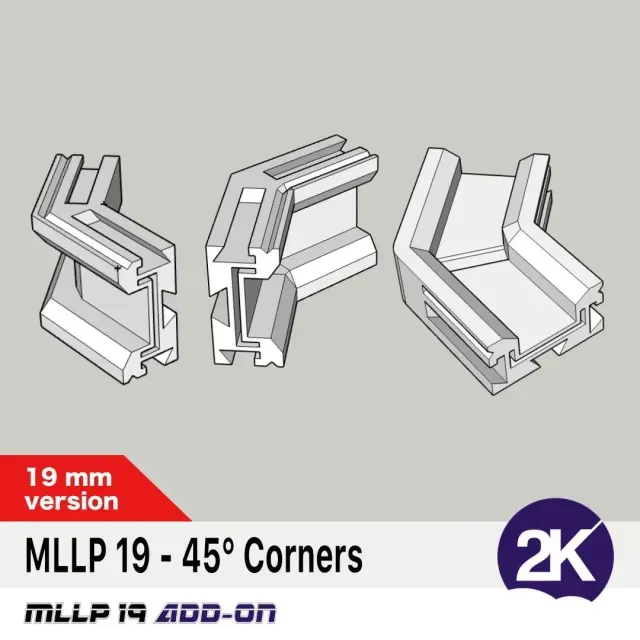 The Modular LED Light Profile, MLLP 19, 45° corners add-on