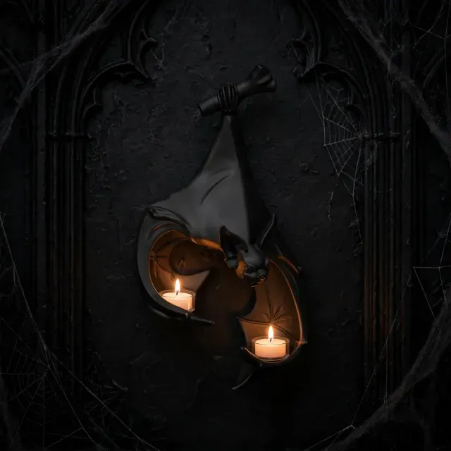 Hanging Bat Candle Holder, Halloween Wall Decor, Spooky — Фото 3 из 9
