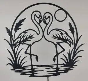Flamingo Love Heart Wall Art