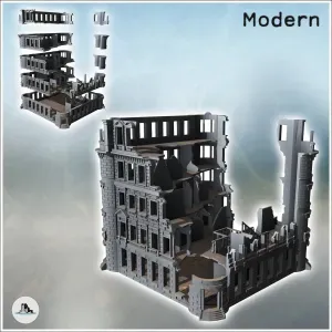 Ruined building with rounded corners and brick walls (destro