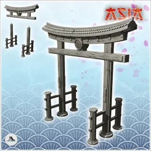Oriental wooden Tory gate (1) - miniatures warhammer mini RP