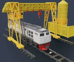 Railway Construction (High) Crane and Silo Miniature