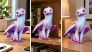 Cute Light Fury Statue - How to Train Your Dragon Figure 3D