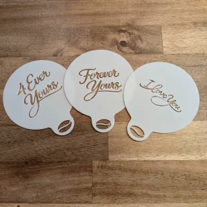 Coffee - Cocoa Art Stencils (valentines texts)