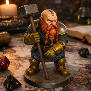 Gnome with a hammer D&D tabletop miniature